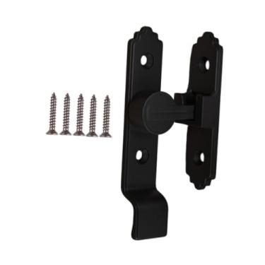 Imagem de WeiLaiKeQi Fechadura de porta de celeiro Trava de tela Travas de porta de celeiro Liga de zinco Travas de parafuso resistentes Trava de portão de segurança, Preto