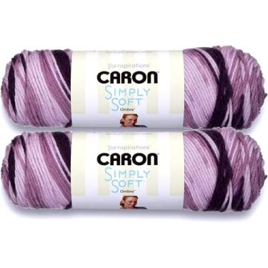 Imagem de Caron Simply Soft Fio 100% acrílico Ombres da Bulk Buy (pacote com 2) ~ novelos de 142 g (uva roxa)