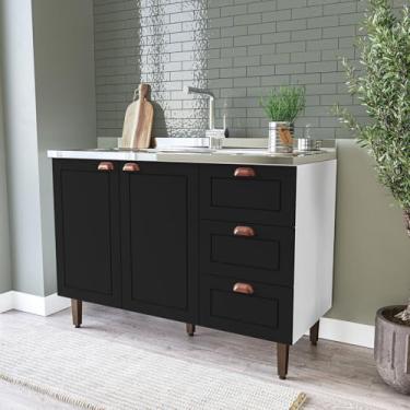 Imagem de Balcão 2 Portas 3 Gavetas 120 Cm Pérola Yescasa Branco/Preto