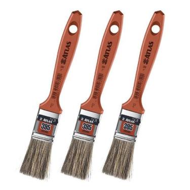 Imagem de Kit 3 Trincha Pincel Para Pintura Atlas Media 395 1 Polegada Gris Pint