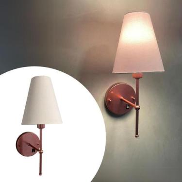 Imagem de Arandela Luminária Clássica Com Interruptor Rose Gold Com Cúpula Branc