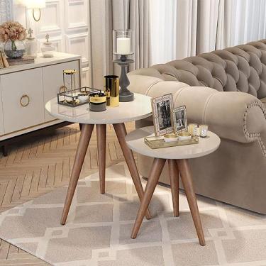 Imagem de Mesinha Lateral Redonda Pé Palito - Off White - GABILITE
