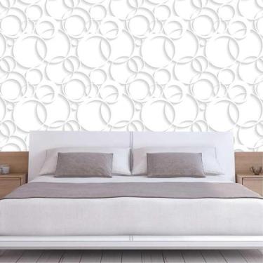Imagem de Papel De Parede Geométrico Círculos Branco 3D Autocolante - LRP