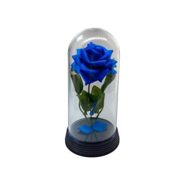 Imagem de Cúpula Redoma Bela E A Fera A Rosa Encantada Rosa Azul 19 Cm - Amor Li