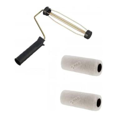Imagem de Kit 2 rolo de lã de carneiro fenolico profissional 23cm + suporte garf