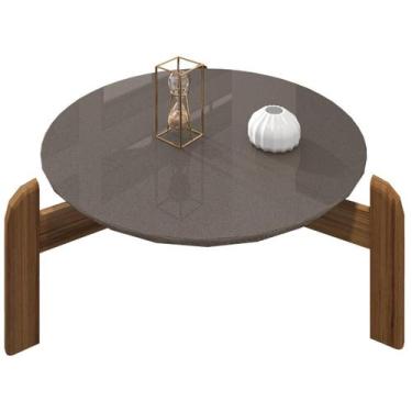 Imagem de Mesa de Centro Redonda para Sala de Estar Retrô com Pés em Madeira Mac