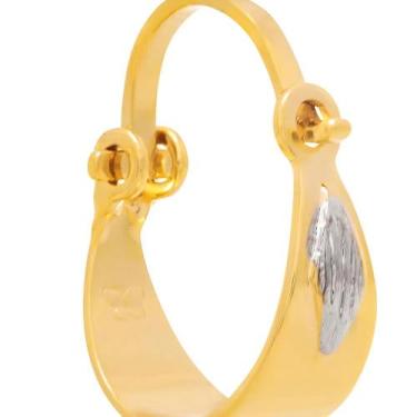 Imagem de Brinco romanel folheado a ouro argola com aplicação de rhodium Cód. 52