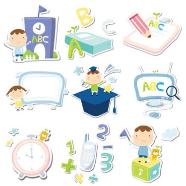 Imagem de Papel de Parede Adesivo Infantil Escolinha Numerais ABC Baby Fundo Bra