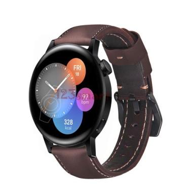 Imagem de Pulseira de Couro para Smartwatch GT3 42mm GT3 46mm - 123Smart, Marrom