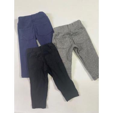 Imagem de Kit 3 uni legging infantil volta as aulas crianças e bebês cinza preto
