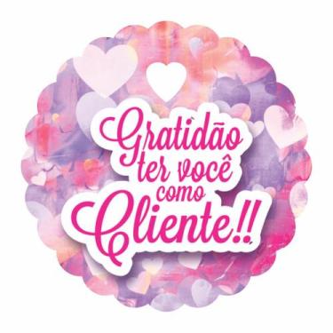 Imagem de Tag Etiqueta Gratidão Cliente 5x5cm Furo Em Coração C/100 Un - KARDOS