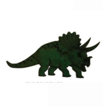 Imagem de 6 Apliques Dinossauro Triceratops MDF MARROM/ VERDE 5 cm Vivarte - Ins