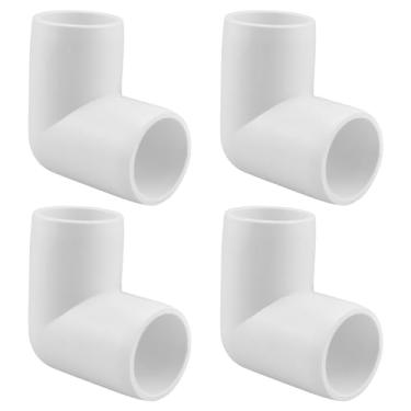 Imagem de SDTC Tech Pacote com 4 conectores de tubulação de grau de 90 graus de ângulo reto de 90 graus para móveis de cotovelo para prateleira de PVC DIY estrutura de suporte de jardim moldura de armazenamento, branco