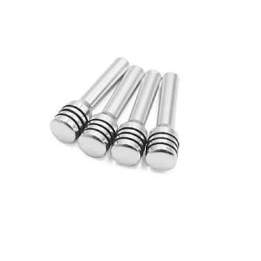 Imagem de uxcell 4 peças de maçaneta de trava frontal de metal prateado para interior do carro