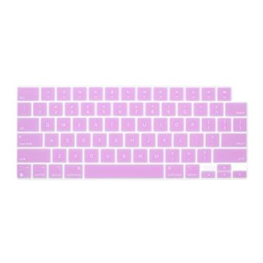 Imagem de WYGCH Capa protetora de silicone para teclado elegante para MacBook 2025-2021 Pro 35.6 cm 40.6 cm M4 M3 M2 M1 Pro Max Chip, MacBook Air 38.1 cm 34.5 cm M4 M3 M2 Chip A3240 A3241, roxo lavanda