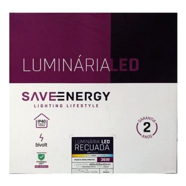Imagem de Painel Plafon Led Embutir Recuado 40X40cm 36W 4000K Branco Bivolt - Sa