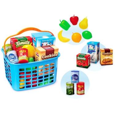 Imagem de Cesta Feirinha Com Acessórios Mercadinho Infantil - Usual Brinquedos, 