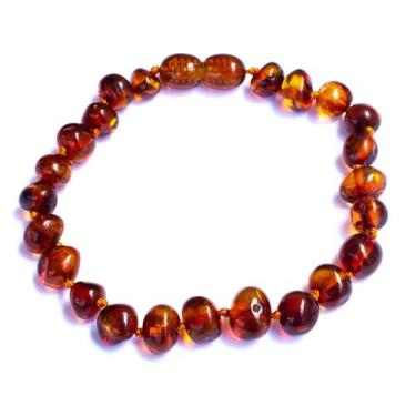 Imagem de Pulseira e Tornozeleira 20cm Âmbar Báltico Mel Escuro Polido - Âmbar O