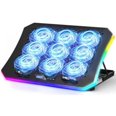 Imagem de Laptop Cooler Pad KeiBN atualizado com 9 ventiladores RGB silenciosos 