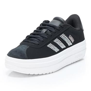 Imagem de adidas Tênis unissex infantil Vl Court Bold Lifestyle Shoes (criança grande), Preto/branco/rosa transparente, 4.5 Big Kid