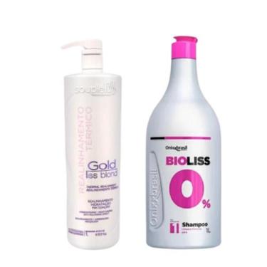 Imagem de Progressiva Gold Liss Blond 1l Souple Liss + Shampoo Antiresíduos - So