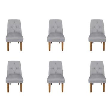 Imagem de Kit 6 Cadeiras Helena Linho Cinza - Dominic Decor