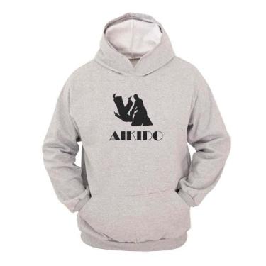 Imagem de Moletom Masculino Canguru Ragor Estampa Aikidô Moderno, G, Cinza