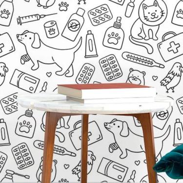 Imagem de Papel De Parede Adesivo Colorir Veterinário N017117 0,58X3M - Adesivo 