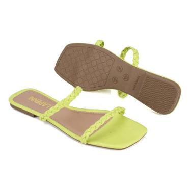 Imagem de Sandalia rasteirinha feminina trança cores verão - Lapenni, Verde, 38