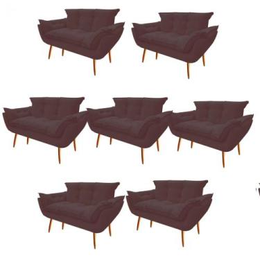 Imagem de Kit 07 Namoradeira  Decorativa  Opala Pés Palito em Madeira 2 Lugares 