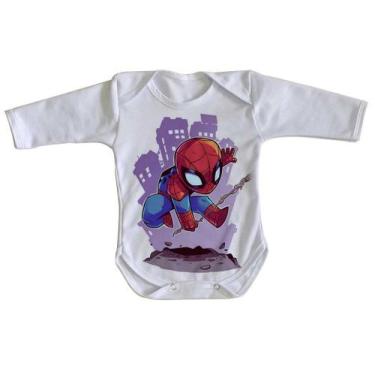 Imagem de body nenê criança roupa bebê manga longa Homem Aranha - Empório Dutra,