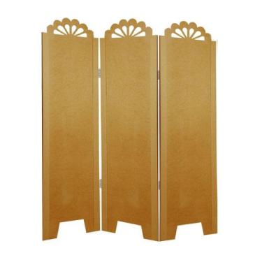 Imagem de Biombo Liso com Detalhes 3 Folhas sem Pezinhos - ComercialMasul