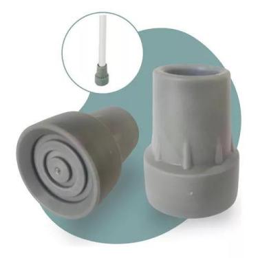 Imagem de Kit 2 Ponteiras Reposição 22mm Cinza Para Muleta E Bengala Mobilidade 