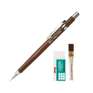 Imagem de Kit Lapiseira Pentel P200 0,3mm - Grafite e Borracha