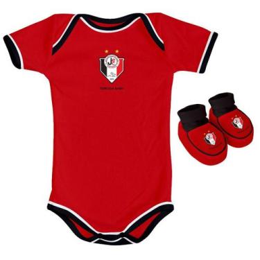 Imagem de Kit Infantil Torcida Baby Joinville Curto Body + Pantufa, Preto, Verme