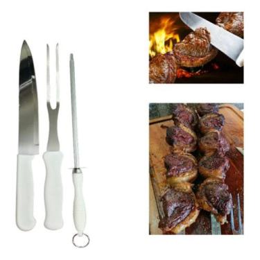 Imagem de Conjunto Churrasco Garfo Chaira Faca Carnes Churrasqueiro - Original L