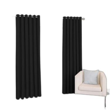 Imagem de Cortina Lana Preta Oxford 300X250 Para Sala/Quarto - Fabritex