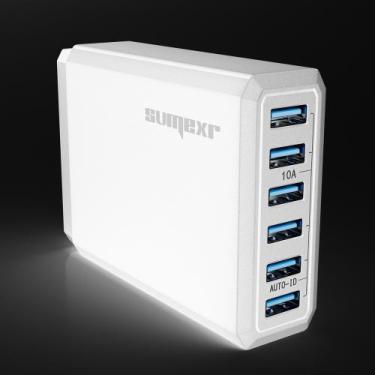 Imagem de Estação Carregador De Celular Com 6 Portas Usb Sumexr Sx-f4, Branco