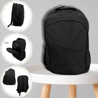 Imagem de Mochila Preta Notebook Bolsa Resistente Escola Faculdade Trabalho All 