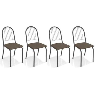 Imagem de Cadeira de Cozinha Noruega 2C077 Kit 4 Un Preto Fosco/Marrom 21 - Kapp