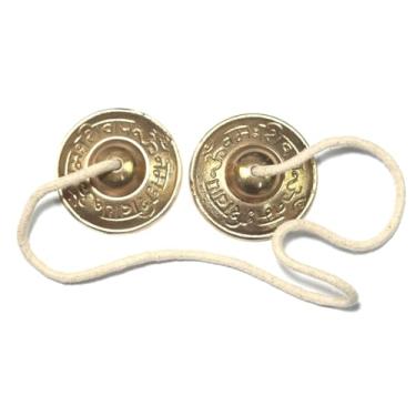 Imagem de Sino de meditação tibetano Manjeera Tingsha, sinos, pratos, meditação budista, sinos de ioga pequenos, símbolo auspicioso (Manjeera-08)