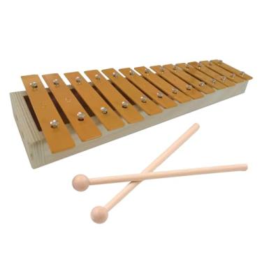 Imagem de Btuty 13 notas Glockenspiel clássico cor de madeira xilofone teclas de metal ritmo de percussão instrumento musical portátil com 2 marretas presente para iniciantes