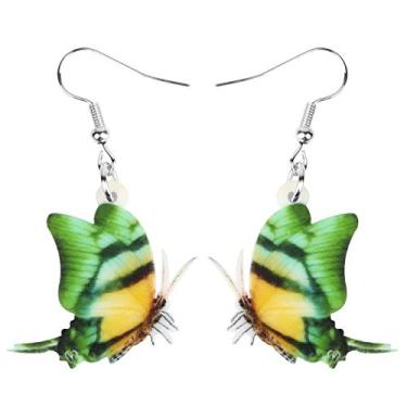 Imagem de Brincos de borboleta com pés de pincel verde pendente com estampa de insetos Bonsny para mulheres e meninas Amarelo