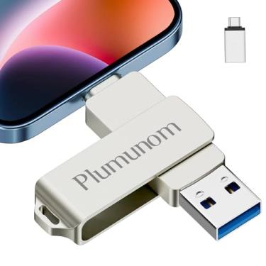 Imagem de Plumunom Pen Drive USB 128 GB para lPhone, Pen Drive para lPhone Compatível com i0S/Android/PC. Flash Drive para lPhone Memory Stick para Salvar Mais Fotos e Vídeos, Sem Necessidade de Aplicativo.