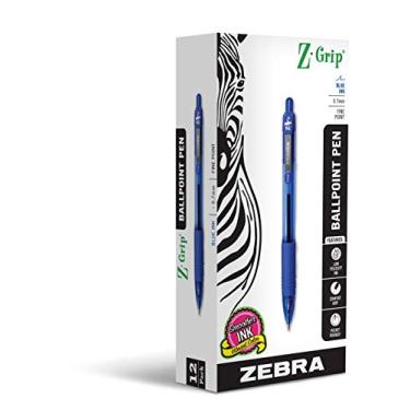 Imagem de Zebra Caneta esferográfica retrátil Z-Grip, ponta fina, 0,7 mm, tinta azul, (23920) - (caixa com 6 pacotes, 72 unidades no total)