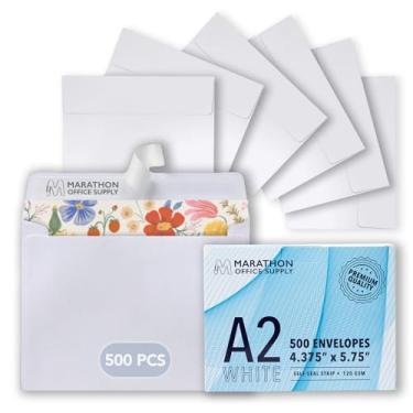 Imagem de Envelopes de convite MOS A2 – 12 x 14,5 cm Envelopes de correspondência brancos autoselados (500 unidades) – 120 g/m2/14,5 kg resistente – Envelopes de vale-presente, envelopes de negócios, envelopes