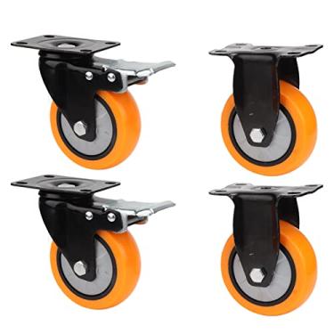 Imagem de Vomeko 4 unidades de rodízios de 4 polegadas, rolamentos de esferas duplos de roda de PVC sem ruído, rodízios resistentes, rodízios de travamento, para restaurante de carrinho,