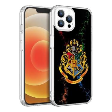 Imagem de BOXUEZHENU Compatível com capa moderna para iPhone 15 Pro Max, capa protetora à prova de choque resistente a arranhões TPU transparente (Harri-Magic-6)