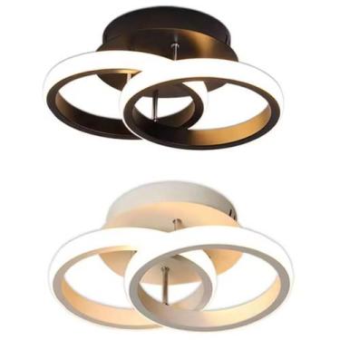 Imagem de Lustre Luminaria Teto Led 3 Cores Redondo 25X10X19Cm- Branco - Piktik