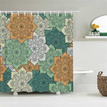 Imagem de Cortinas de chuveiro de tecido estampado, tela de banho, decoração de banheiro à prova d'água com 12 ganchos, 1166M, L210xA180cm